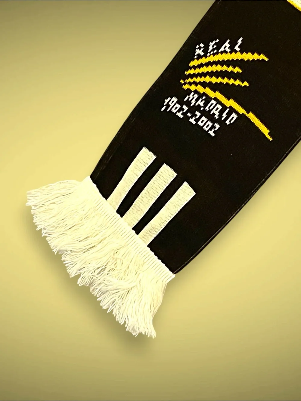 VTG Adidas Real Madrid Centenary Scarf 1902-2002 100 Años De Fútbol Knit Black